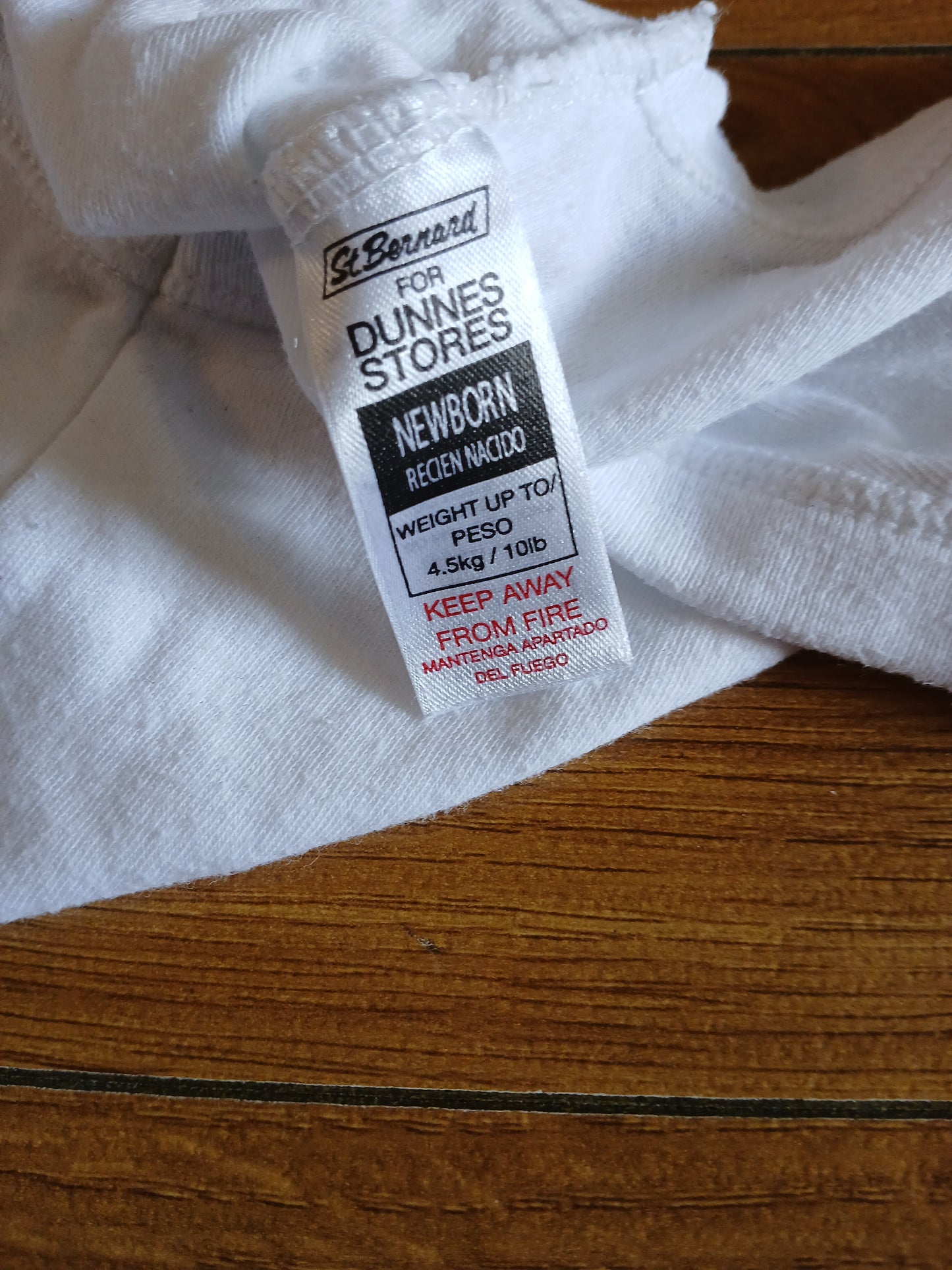Dunnes White Babygrow Vest Age Newborn