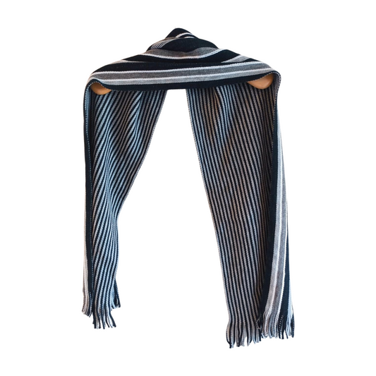 Grey and Black Striped Scarf