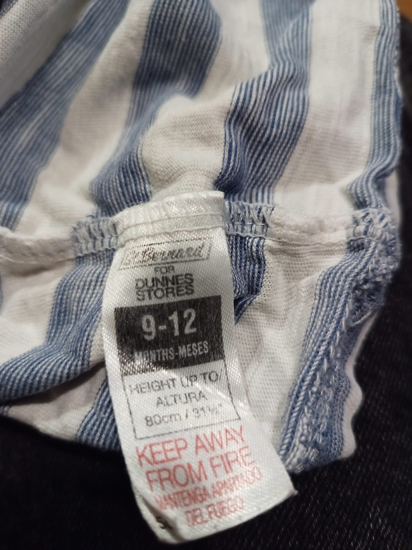 Dunnes Stripy T-Shirt Age 9-12 Months