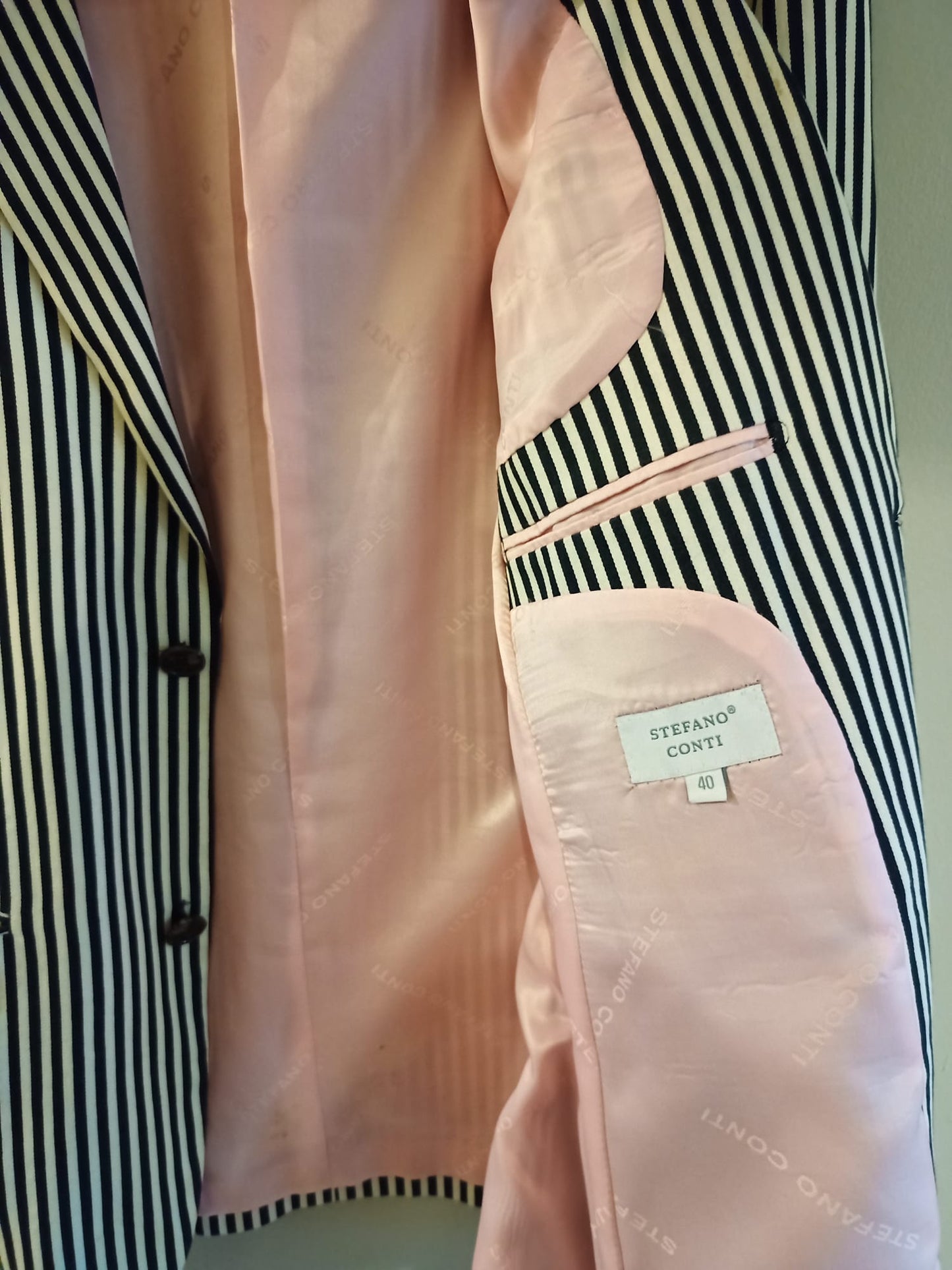 Vintage Designer Stefano Conti Striped Blazer Size 40