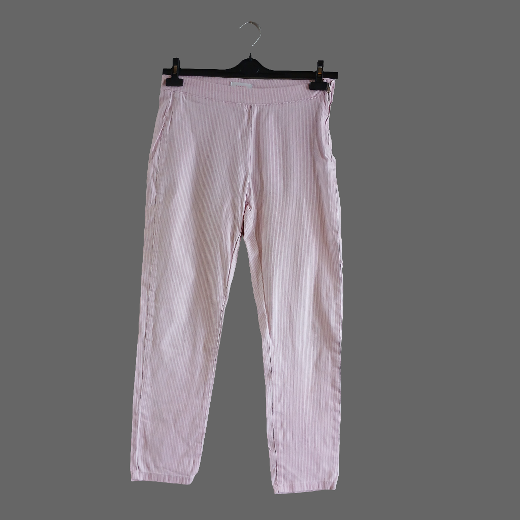 Savida Slim Fit Pink Pinstripe Trousers Size 10