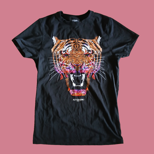 Alessandro Zavetti Black Tiger T-Shirt Size XS