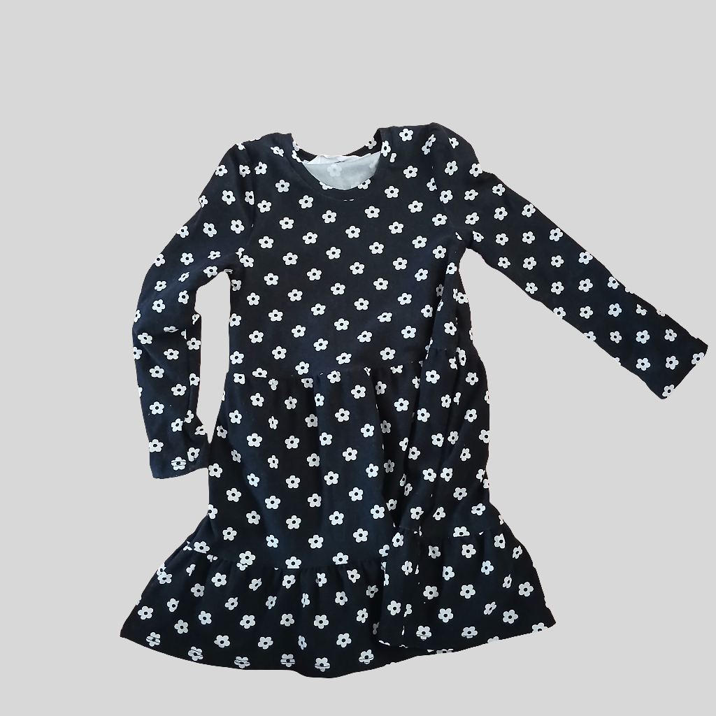 Primark/Penneys Black Dress with Flowers Age 2-3