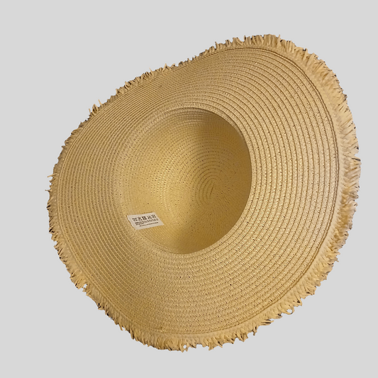 Straw Sun Hat with Navy Bow