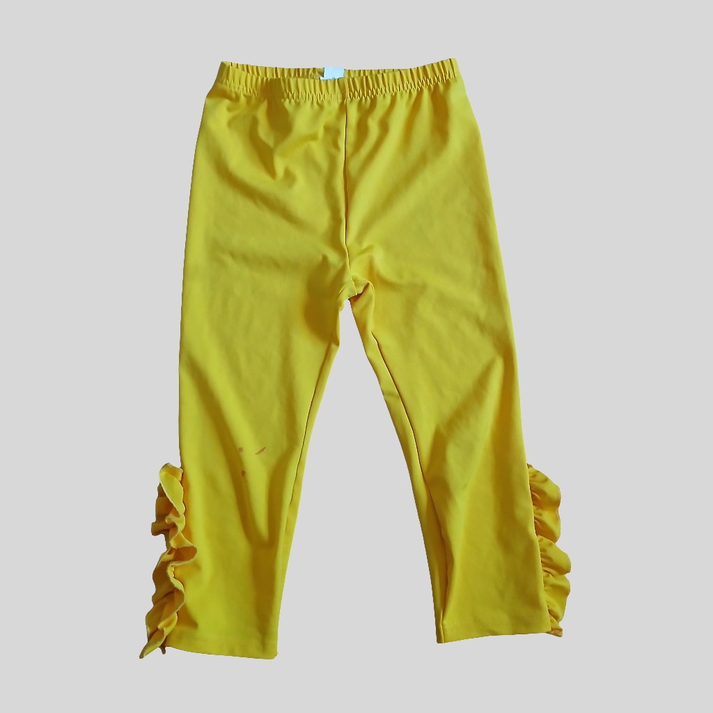 Shein Yellow 3/4 Length Leggings with Ruffles Age 7