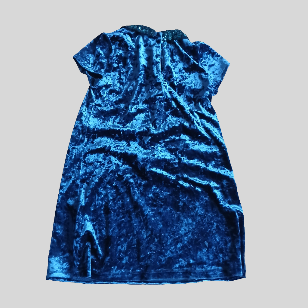 Next Navy Velvet Dress With Sequin Collar Age 8
