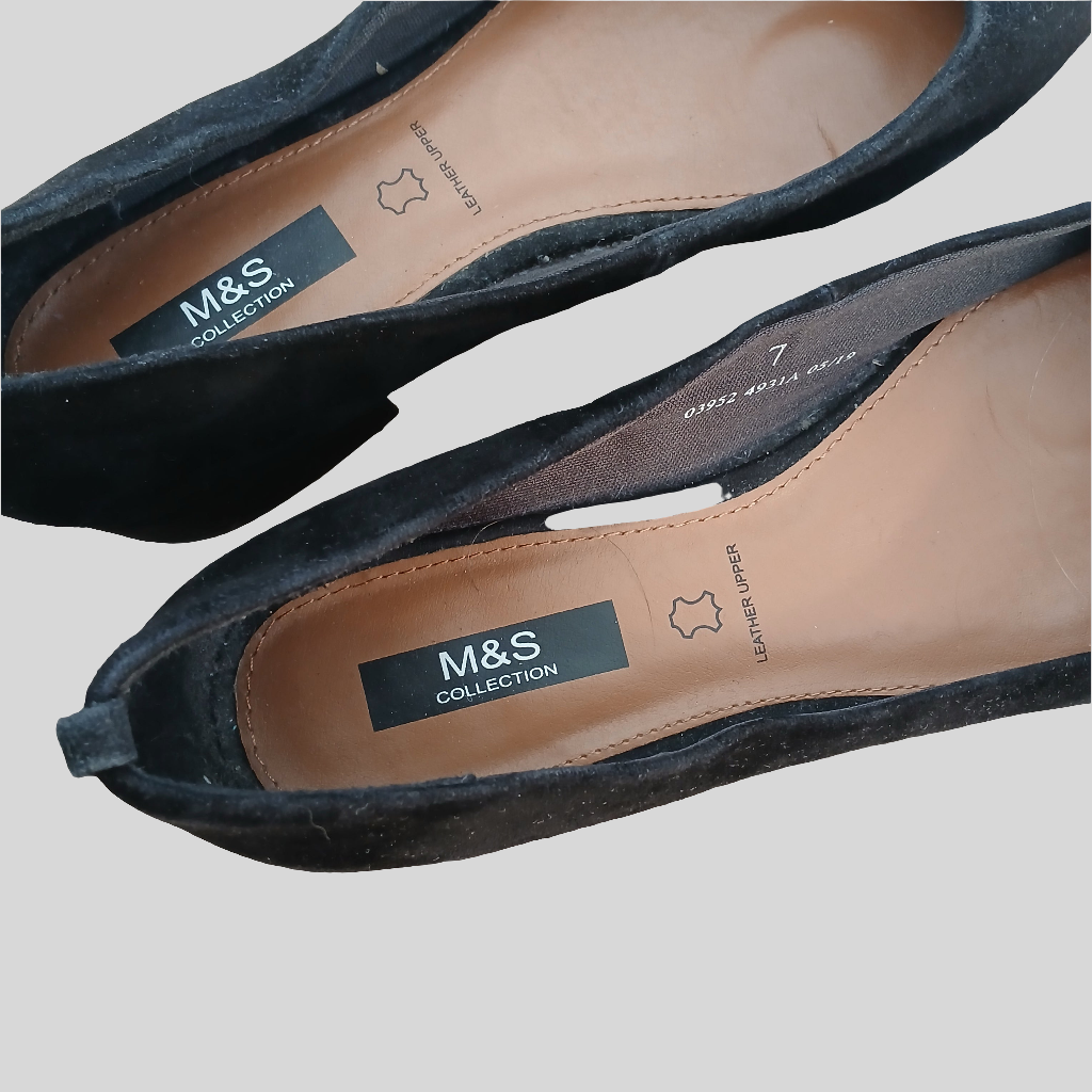 M&S Suede-Feel Black Shoes Size 7