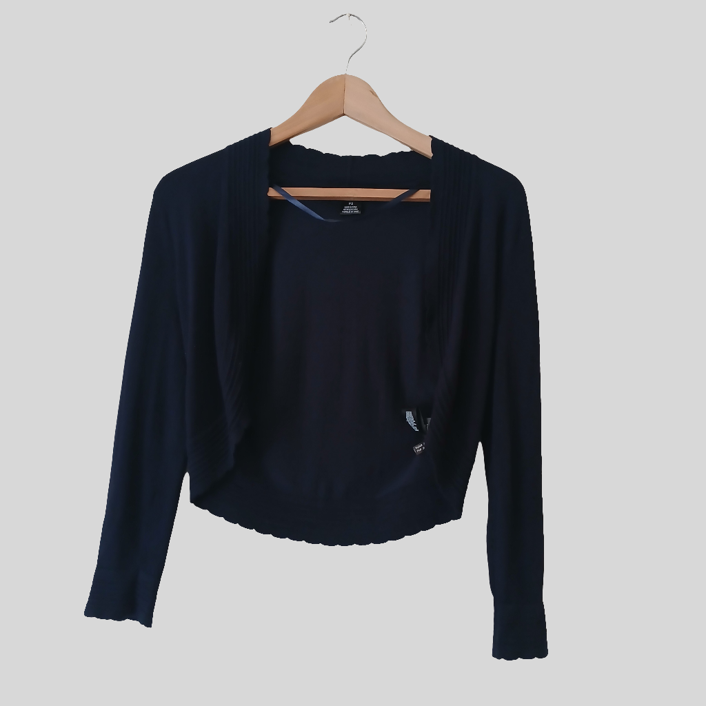 Jessica Howard Navy Cropped Cardigan Size Petite Small
