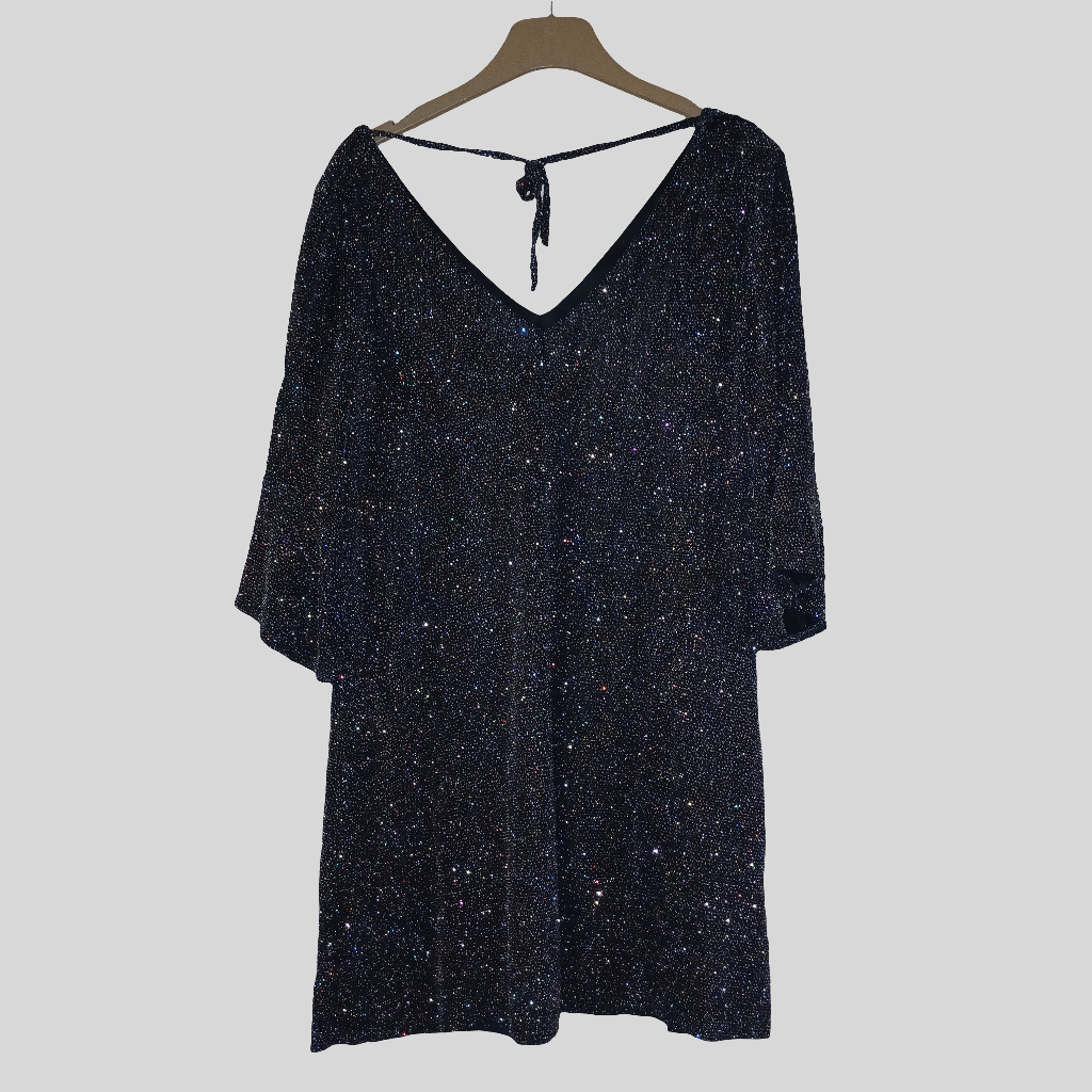F&F Glittery Sparkly Party Black Dress Size 16
