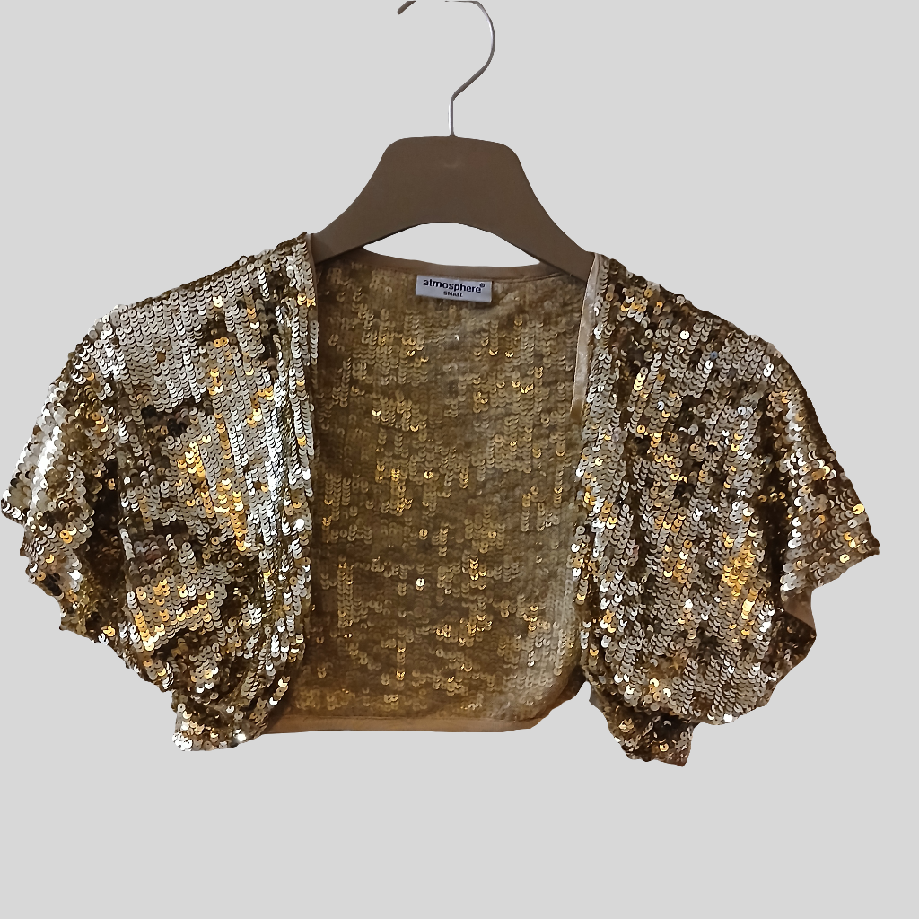 Atmosphere Gold Sequin Bolero Size Small