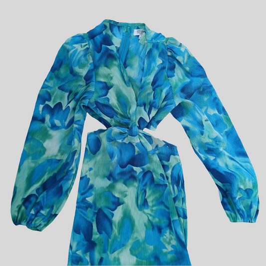 Shareen Blue Turquoise Dress Exposed Midriff Size 6