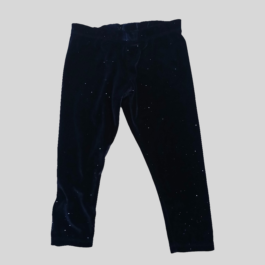 F&F Black Velvet Glitter Leggings Age 2-3