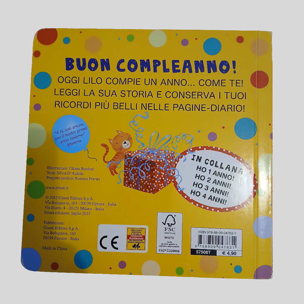 Italian Baby Board Book "Ho 1 Anno!"