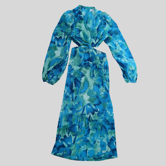 Shareen Blue Turquoise Dress Exposed Midriff Size 6