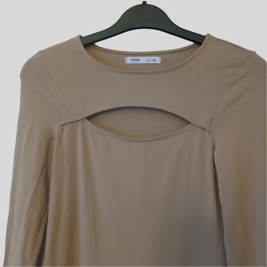 Sinsay Brown Cut-Out Dress Size XS