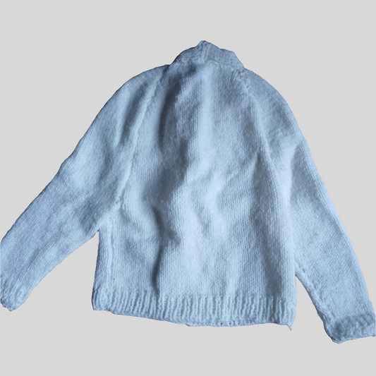 Hand Knitted White Cardigan Approx Age 12-18 months