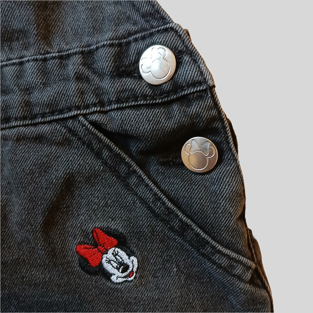 Disney at Primark Penneys Black Minnie Mouse Denim Dungaree Dress Age 6-7