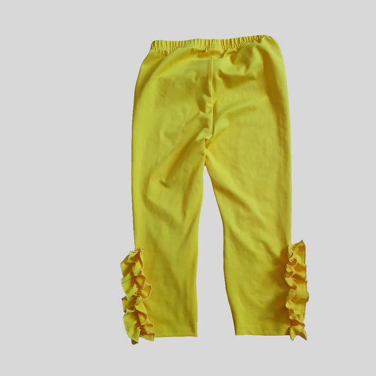 Shein Yellow 3/4 Length Leggings with Ruffles Age 7