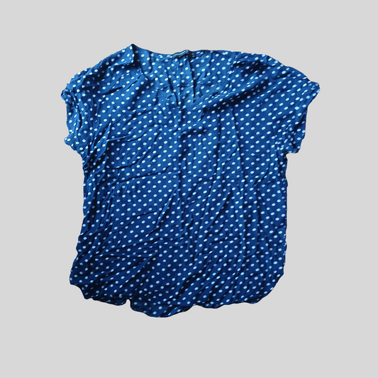 Atmosphere Blue Polka Dot V-Neck Top Size 12