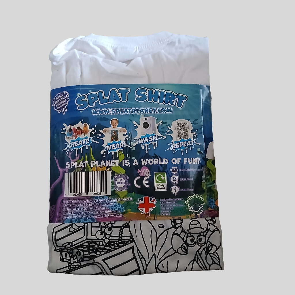 Brand New Splat Planet Mermaid Colour-In Wash Out T-Shirt Age 5-6
