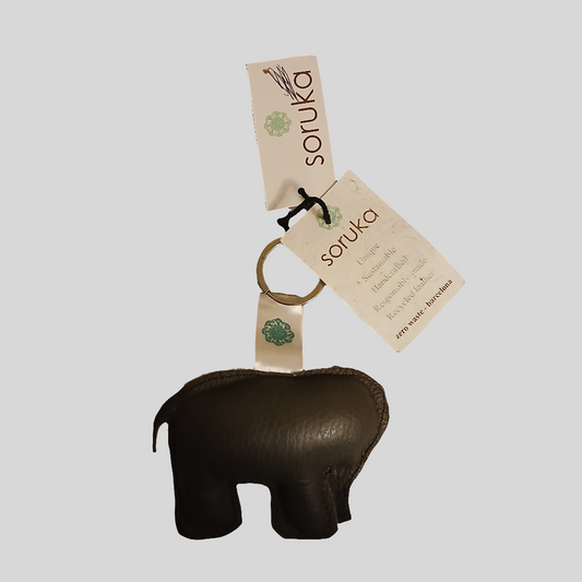 Brand New Soruka Recycled Leather Elephant Keyring Keychain