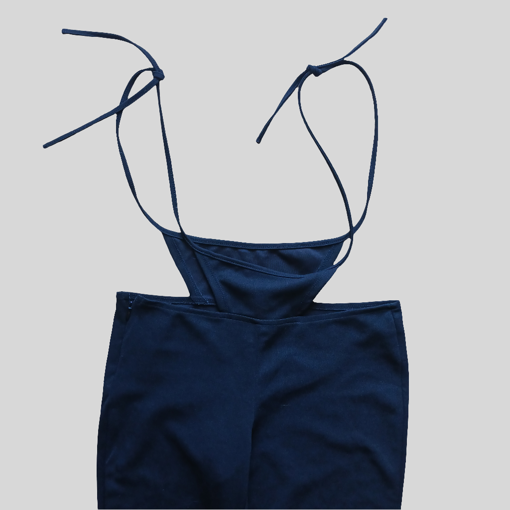 Shein Black Flares Trousers with Waist Tie Size 6