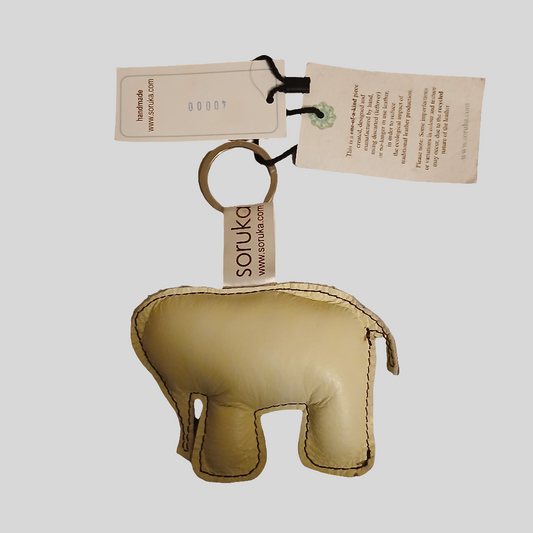 Brand New Soruka Recycled Leather Elephant Keyring Keychain