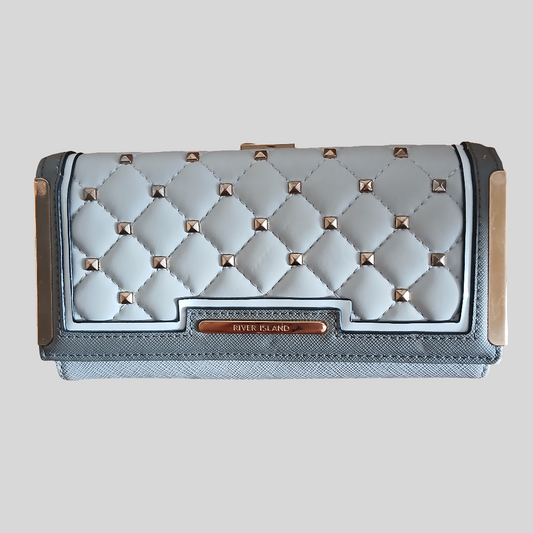 River Island Grey Quilted Studded Purse