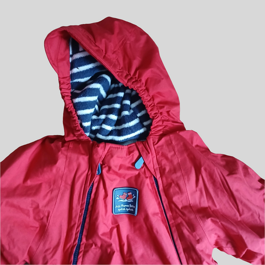 JoJo Maman Bébé Red Puddle Suit Snowsuit Age 6-9 months