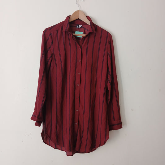 Divided H&M Red Striped Long Shirt Size 6