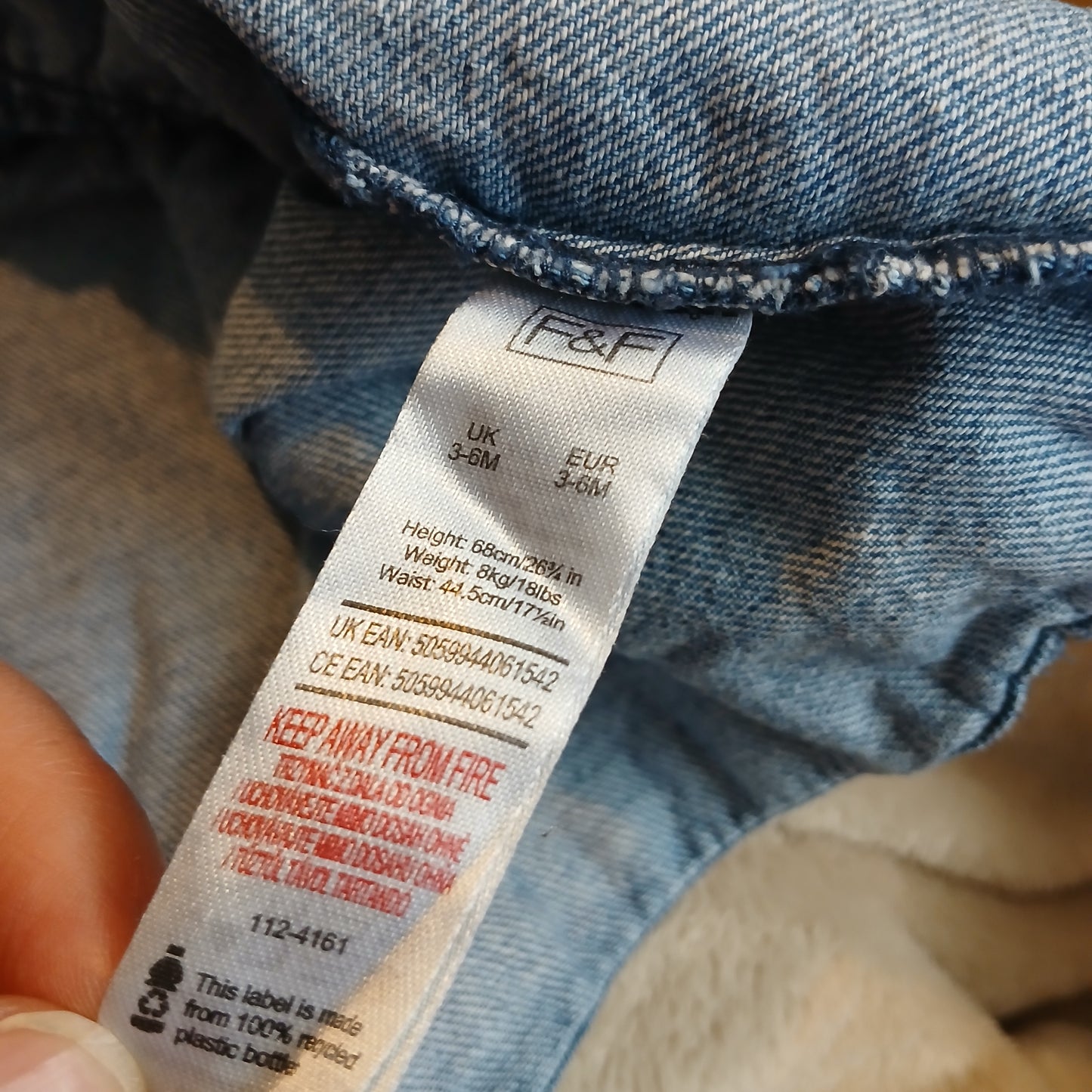 F&F Denim Dress Age 3-6 months