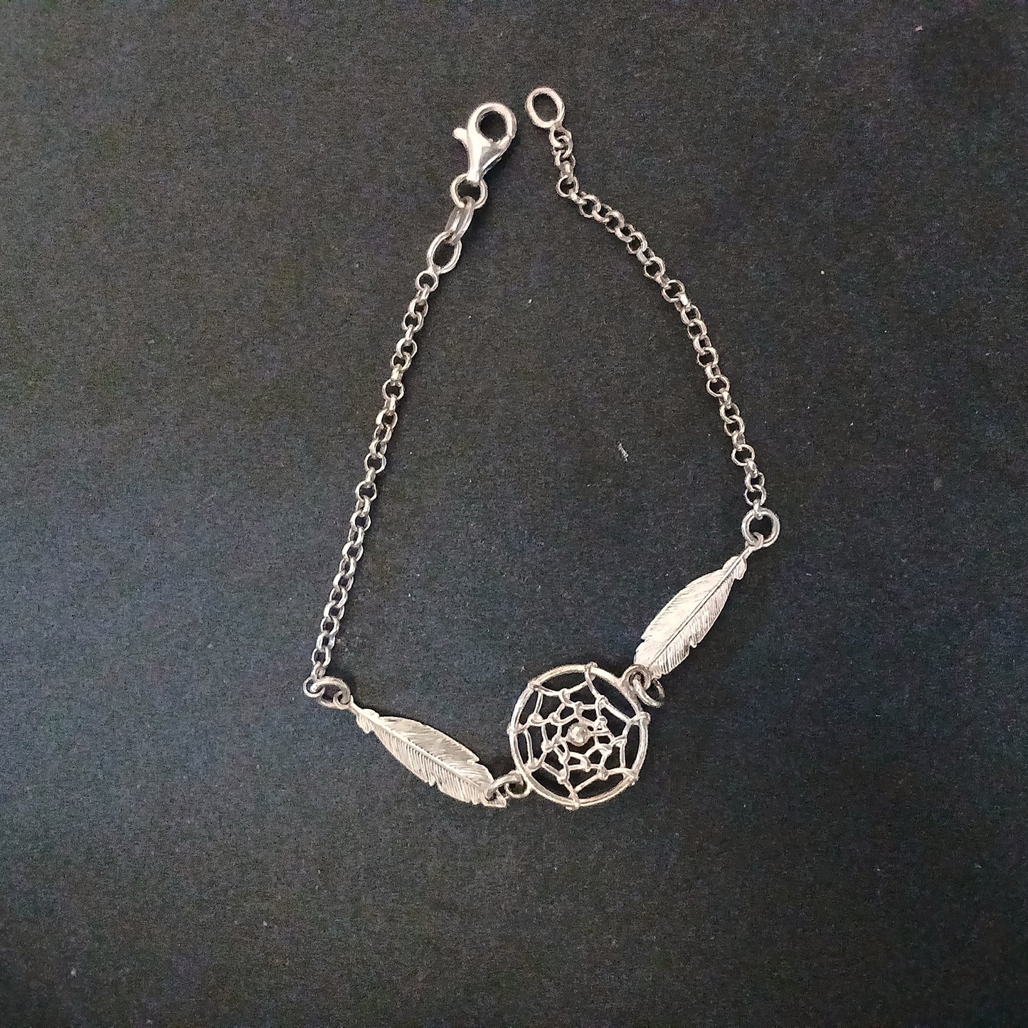 925 Silver Dream Catcher Feather Bracelet
