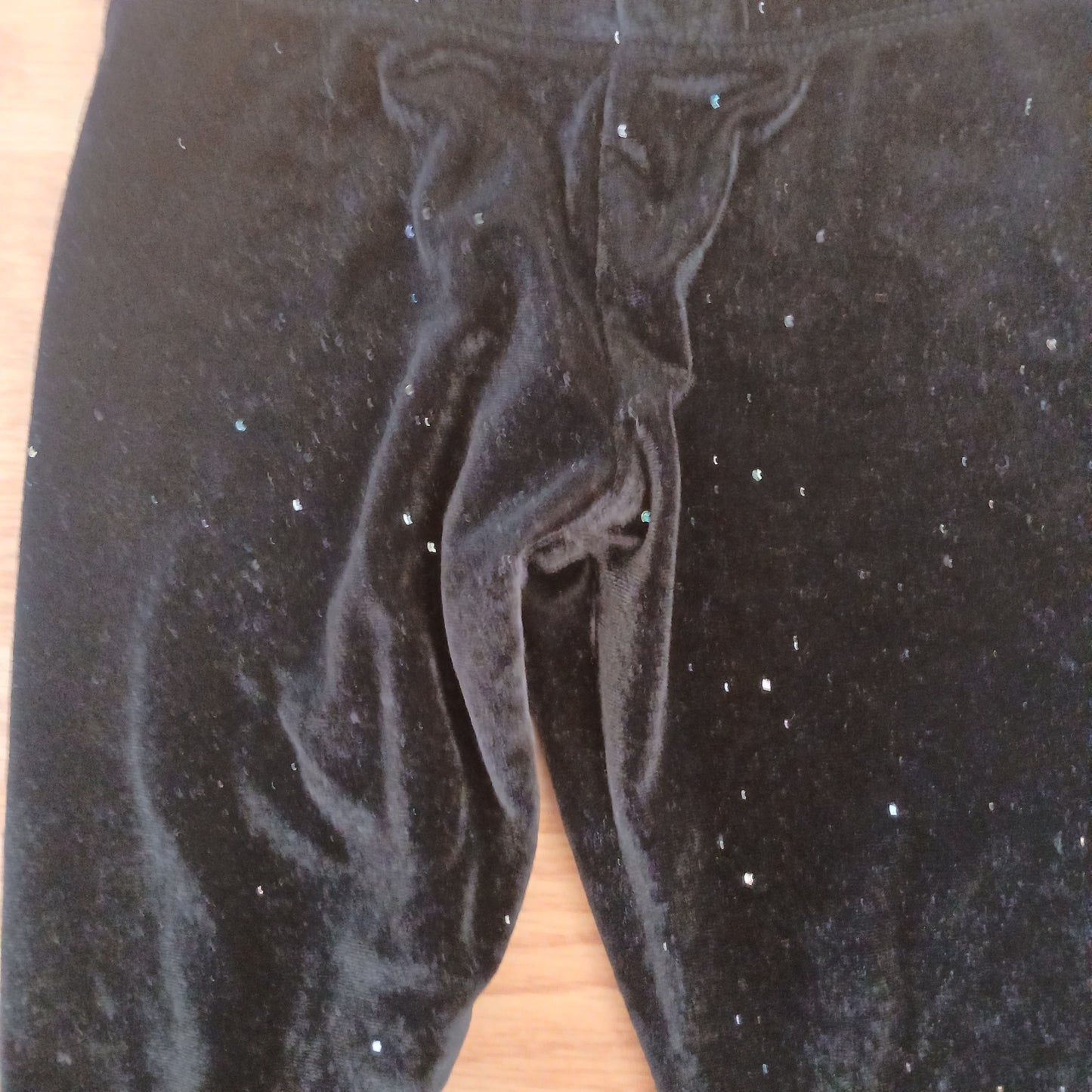 F&F Black Velvet Glitter Leggings Age 2-3
