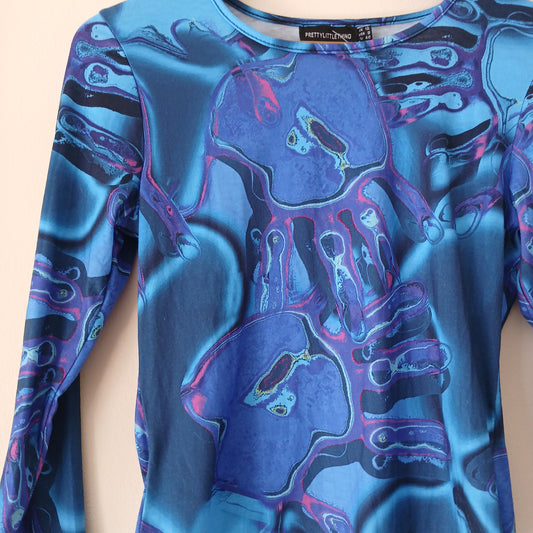 Pretty Little Thing Stretchy Blue Top Size 12