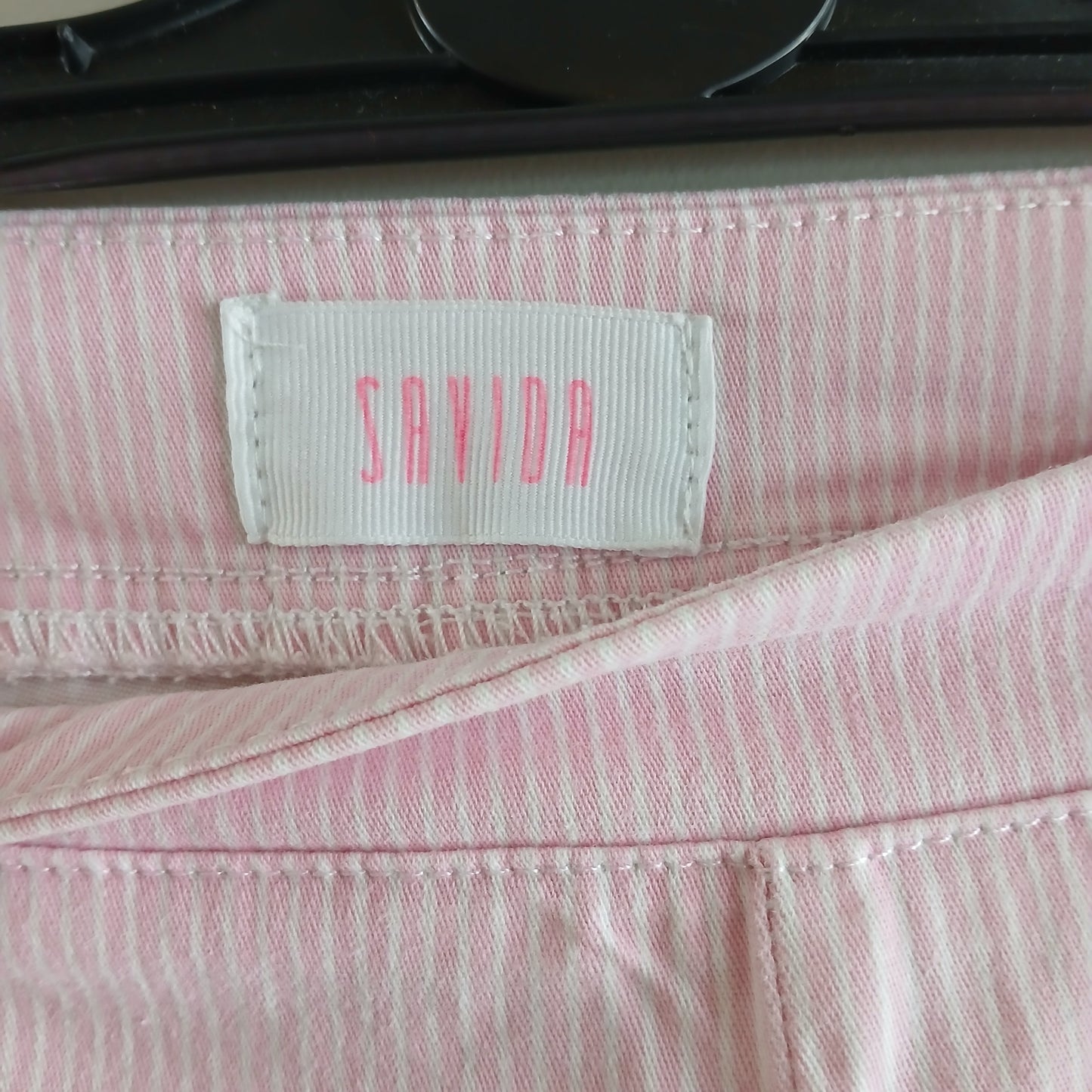 Savida Slim Fit Pink Pinstripe Trousers Size 10
