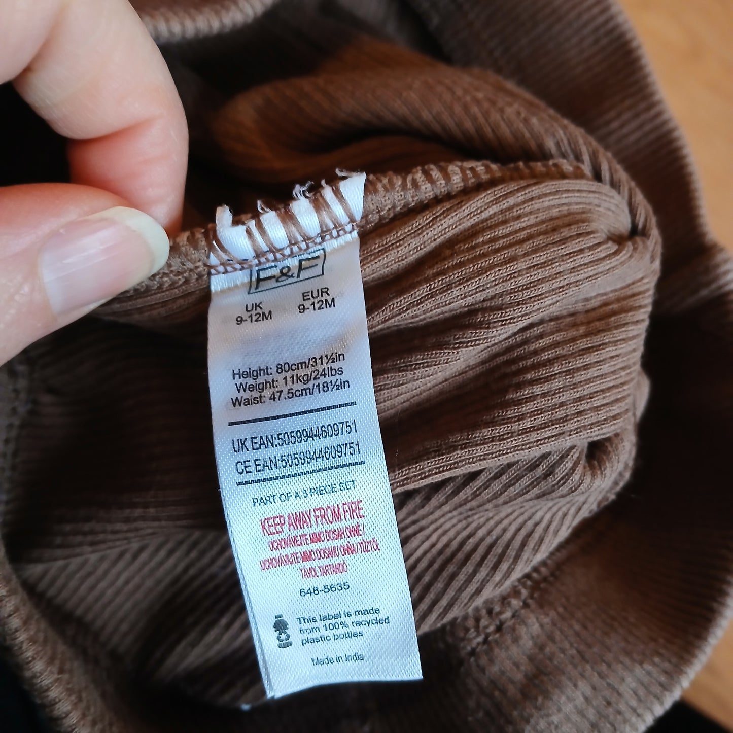 F&F Brown Leggings Age 9-12 months