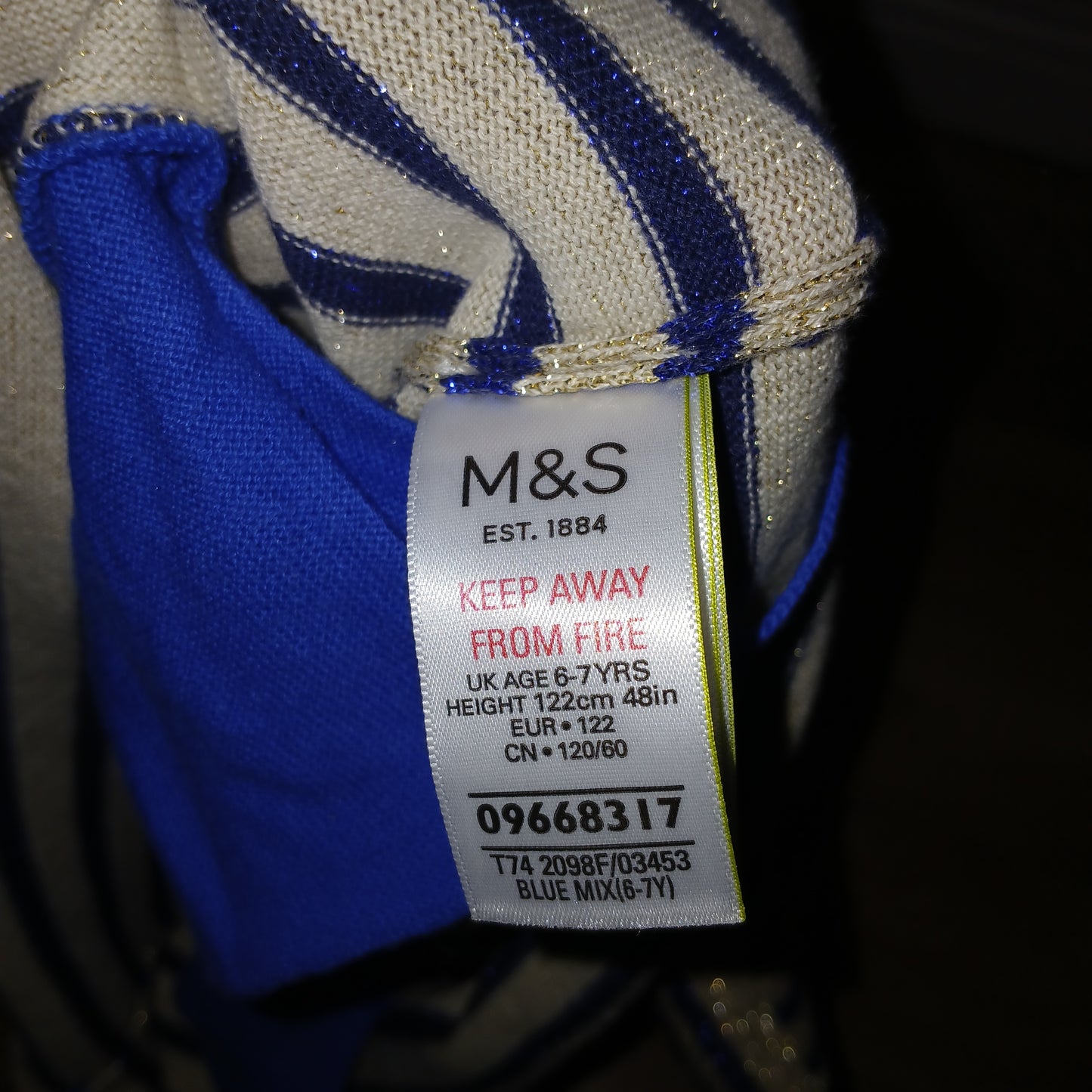 Autograph Gold and Navy Glittery Top Age 6-7