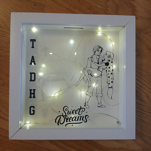 Personalised "Tadhg" Box Frame with Fairy Lights
