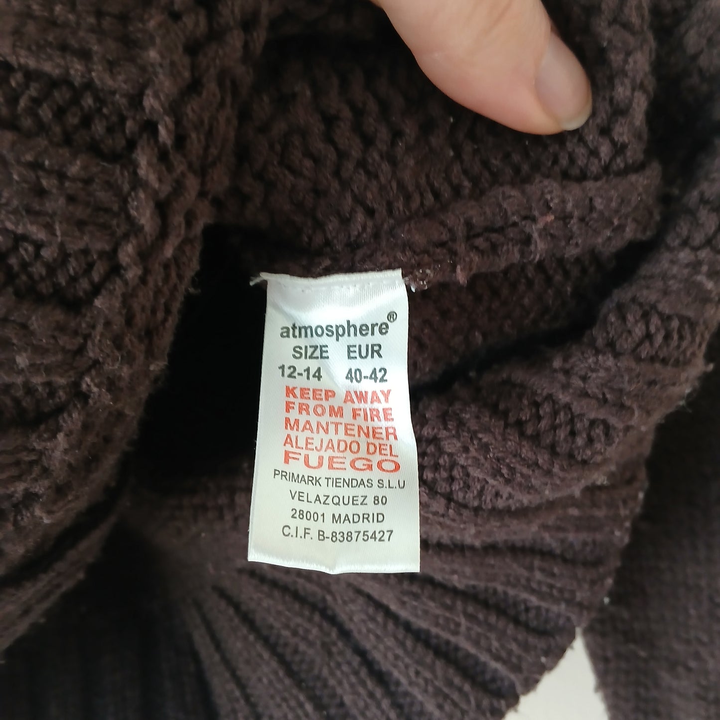 Atmosphere Brown Zip Cardigan Size 12-14