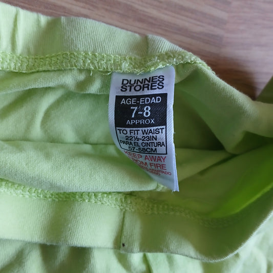 Dunnes Lime Green Shorts Age 7-8