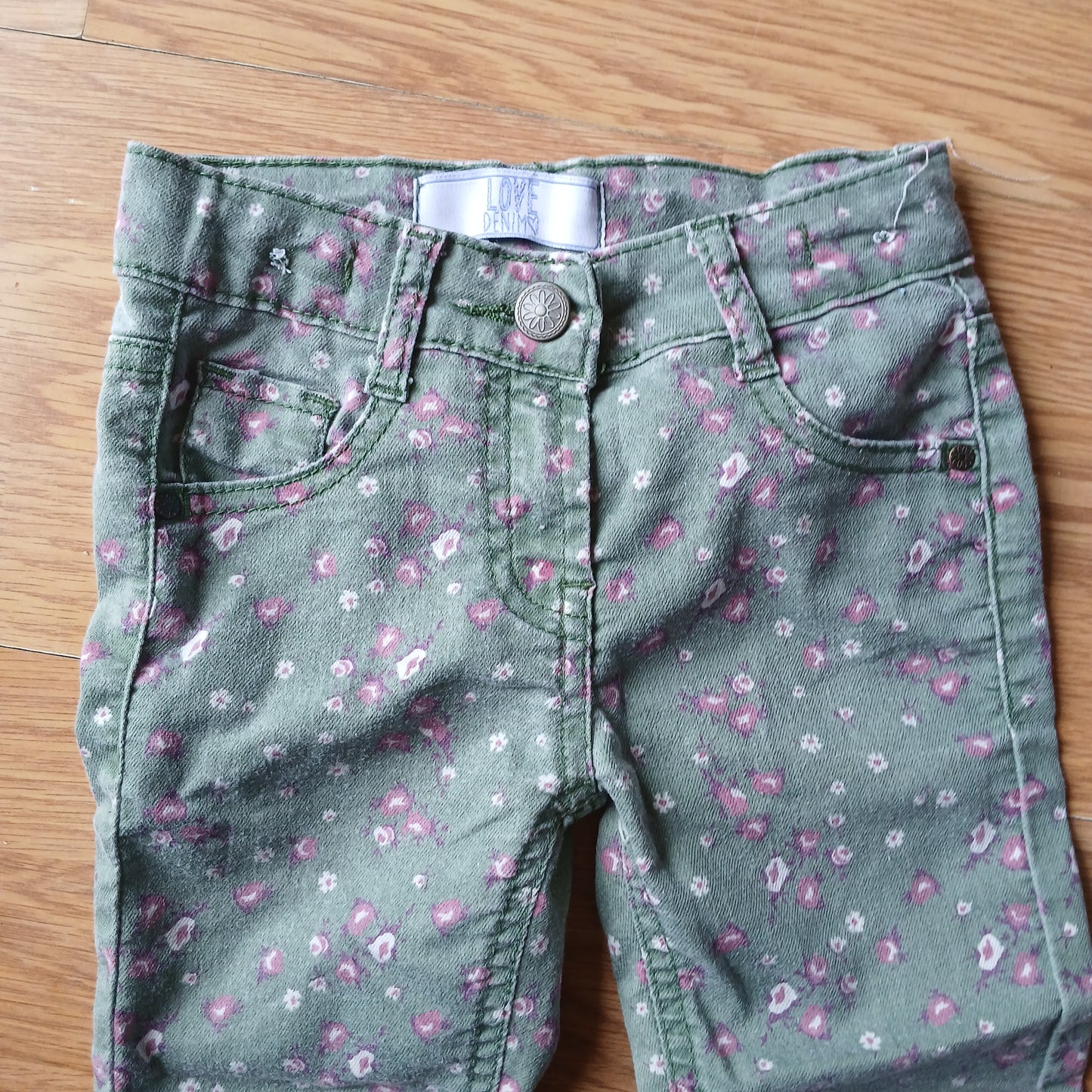 Dunnes Green Floral Jeans Age 5
