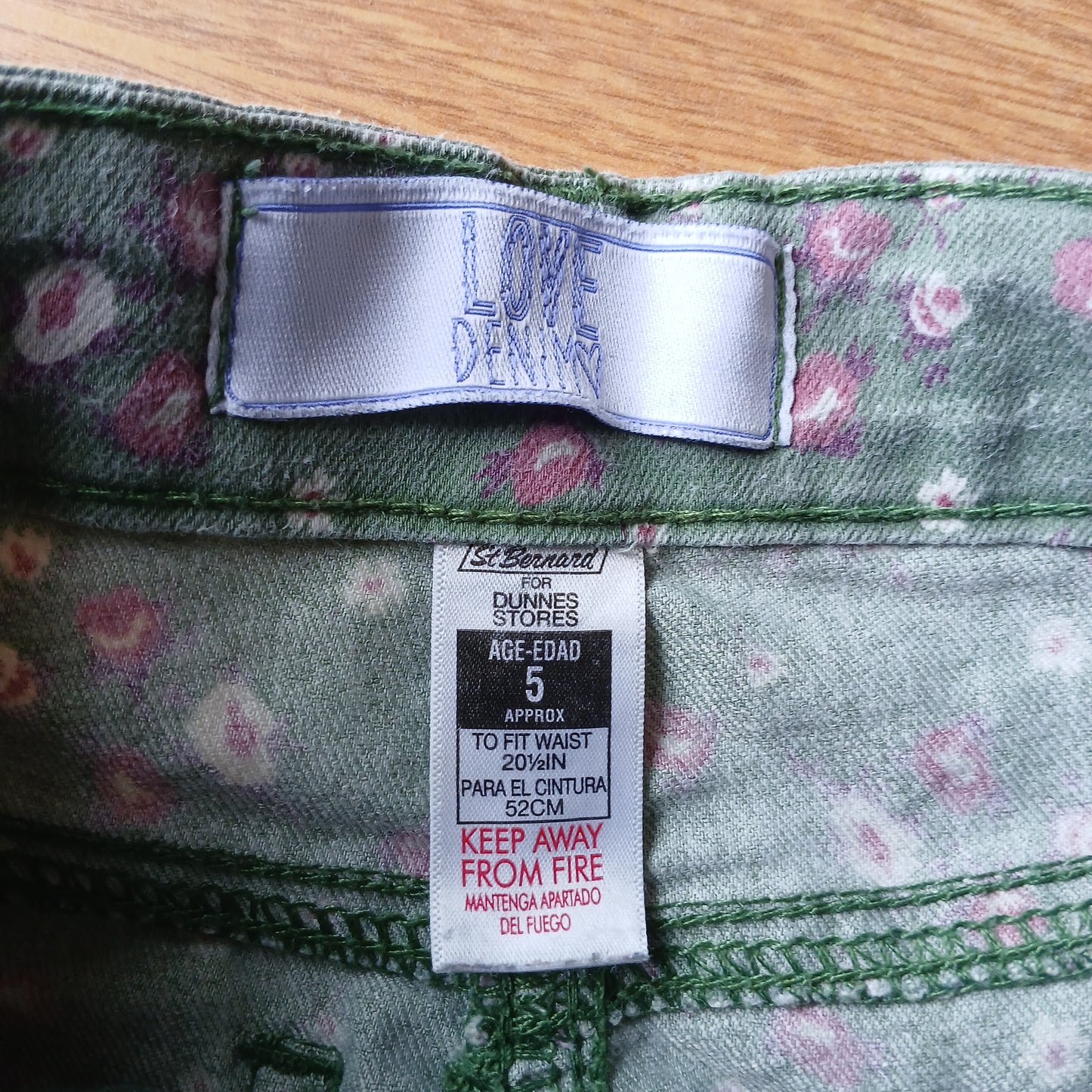 Dunnes Green Floral Jeans Age 5