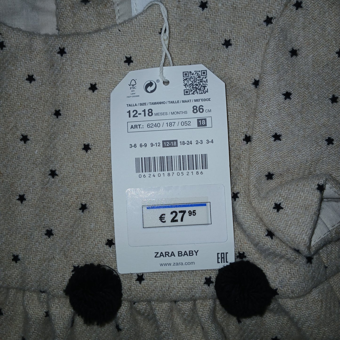 Zara Brand New with Tags Star Dress Age 12-18 months