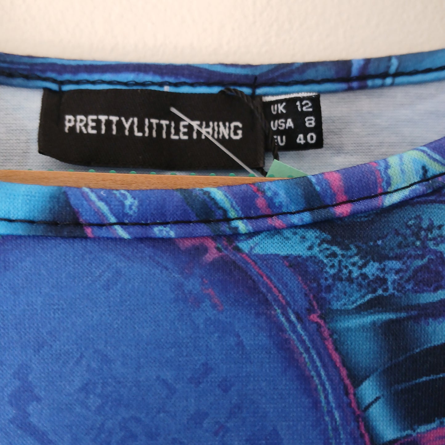 Pretty Little Thing Stretchy Blue Top Size 12