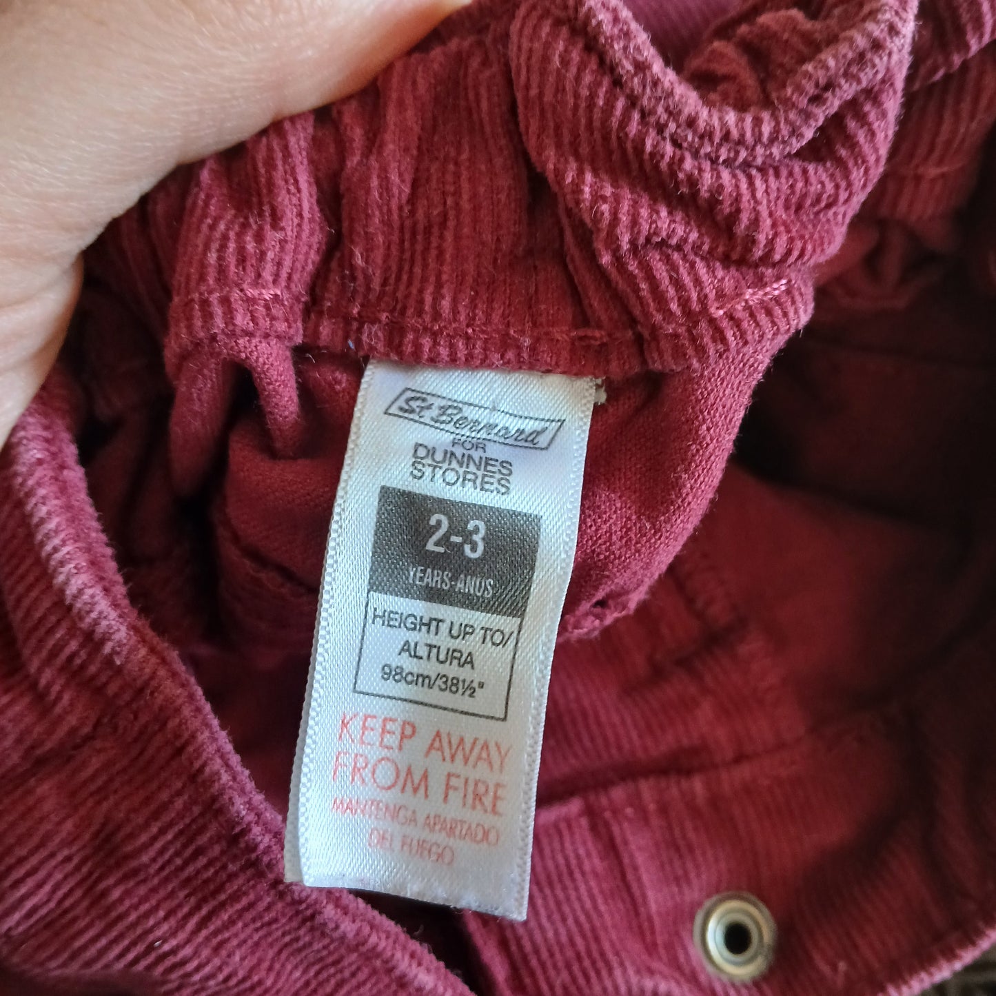 Dunnes Red Corduroy Skirt Age 2-3