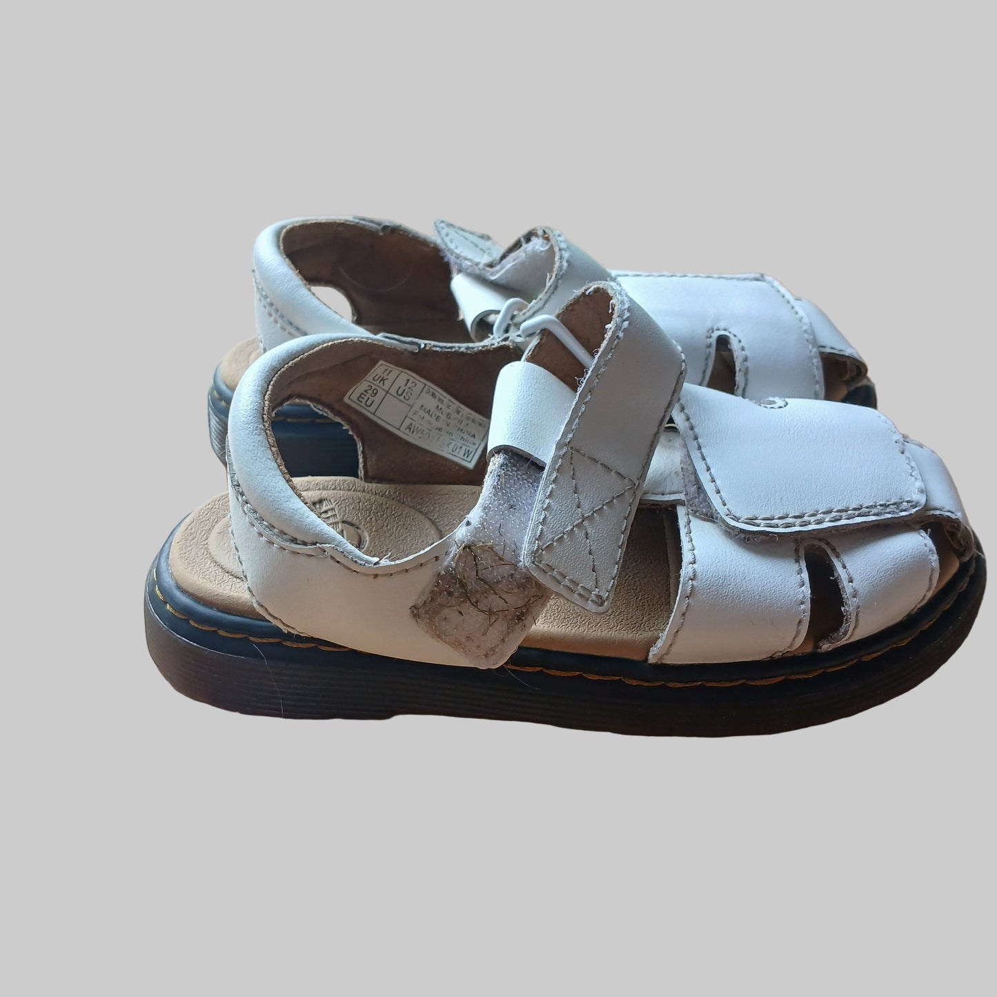 Dr Martens Youth White Moby Sandals Size 11 Eu29