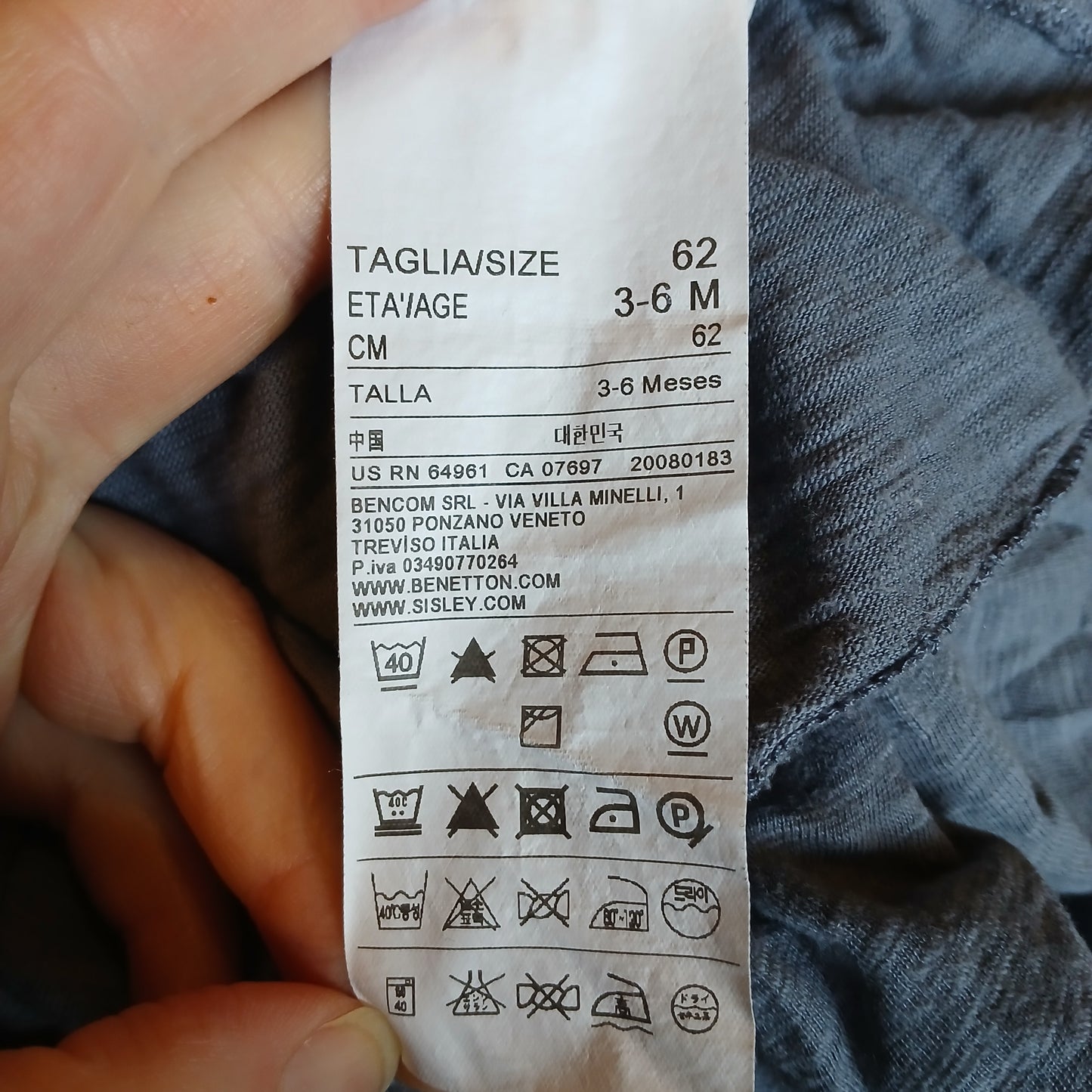 Benetton Baby Top Age 3-6 months