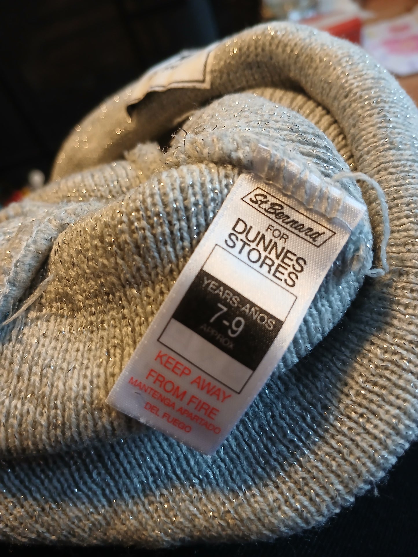 Dunnes Silver Glitter Beanie Hat Age 7-9