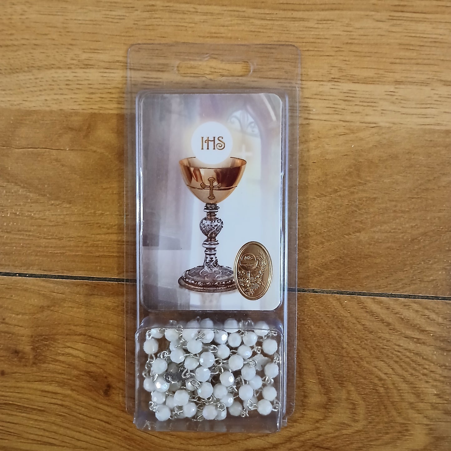 Communion Acrylic Rosary Beads Necklace