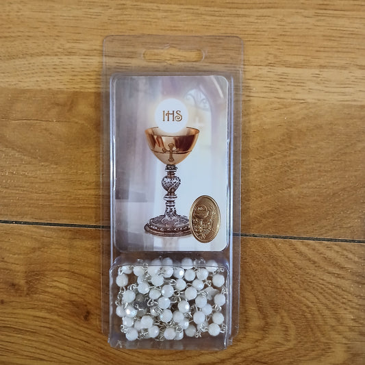 Communion Acrylic Rosary Beads Necklace
